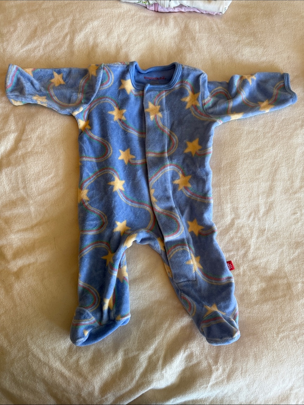 Blue Star Print Fleece One-Piece Pajamas - magnetic me